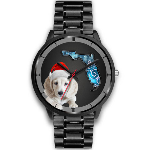 Cute Dachshund Dog On Christmas Florida Wrist Watch