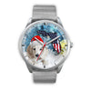 Dachshund Dog On Christmas Florida White Wrist Watch