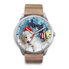 Dachshund Dog On Christmas Florida White Wrist Watch