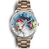 Dachshund Dog On Christmas Florida White Wrist Watch