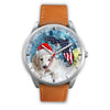 Dachshund Dog On Christmas Florida White Wrist Watch