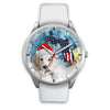 Dachshund Dog On Christmas Florida White Wrist Watch