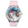 Dachshund Dog On Christmas Florida White Wrist Watch