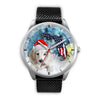 Dachshund Dog On Christmas Florida White Wrist Watch