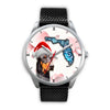 Doberman Pinscher On Christmas Florida Wrist Watch