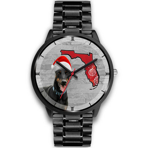 Dobermann On Christmas Florida Wrist Watch