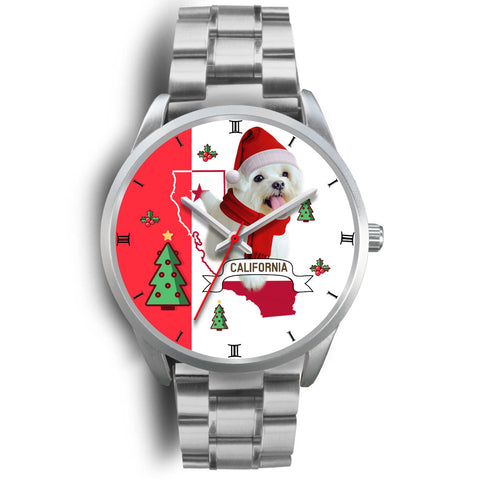 Cute Maltese Dog California Christmas Special Wrist Watch