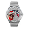 English Mastiff On Christmas Florida Silver Wrist Watch