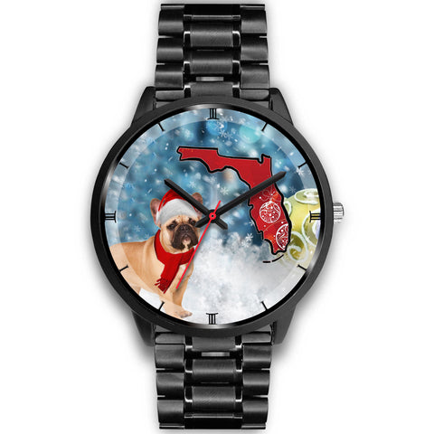 French Bulldog On Christmas Florida Wrist Watch