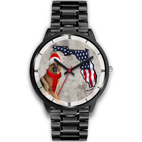 German Shepherd On Christmas Florida Wrist Watch