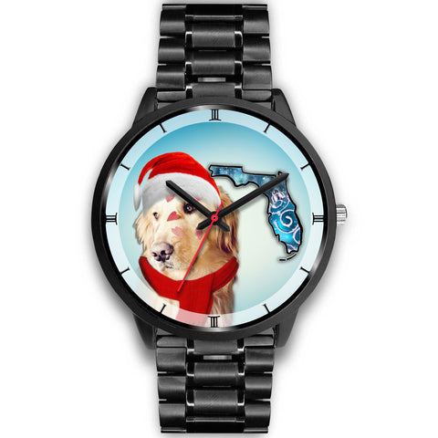Golden Retriever On Christmas Florida Wrist Watch
