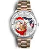 Golden Retriever On Christmas Florida Silver Wrist Watch