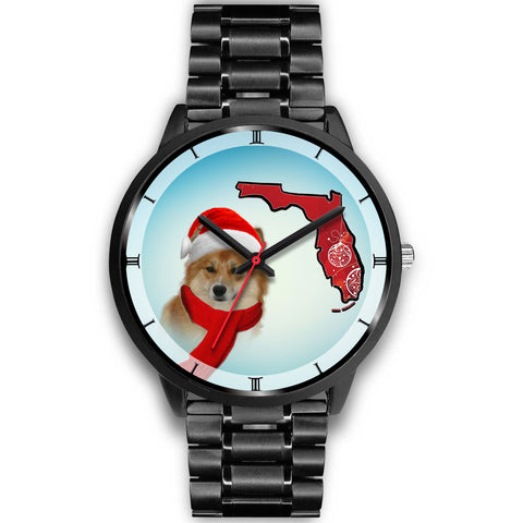 Icelandic Sheepdog On Christmas Florida Wrist Watch
