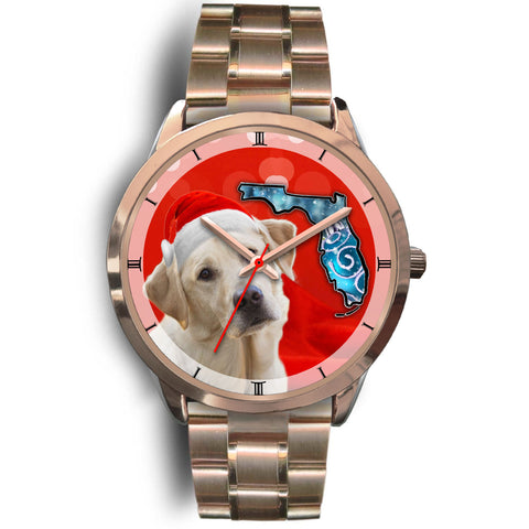 Labrador Retriever On Christmas Florida Golden Wrist Watch