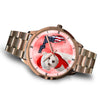 Cute Maltese On Christmas Florida Golden Wrist Watch