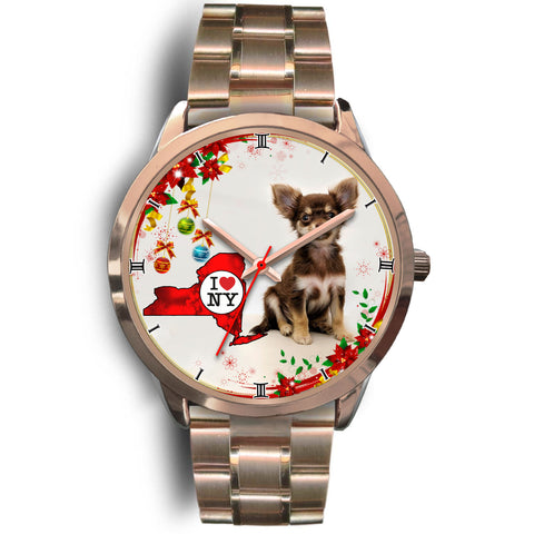 Cute Chihuahua Dog New York Christmas Special Wrist Watch