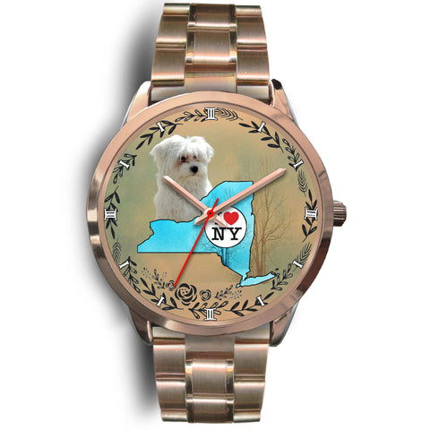 Cute Maltese Dog New York Christmas Special Wrist Watch