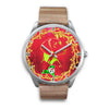 Vizsla Dog Art ON Red New York Christmas Special Wrist Watch