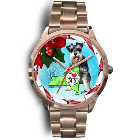 Miniature Schnauzer Dog New York Christmas Special Wrist Watch