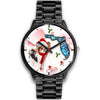 Papillon Dog On Christmas Florida Wrist Watch