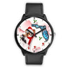 Papillon Dog On Christmas Florida Wrist Watch