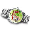 Pembroke Welsh Corgi On Christmas Florida Silver Wrist Watch
