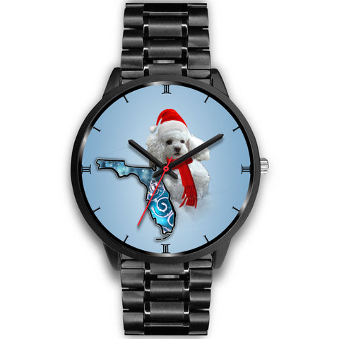 Poodle Dog On Christmas Florida Wrist Watch