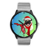 Pug Dog On Christmas Florida Wrist Watch