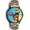 Pug Dog On Christmas Florida Wrist Watch