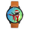 Pug Dog On Christmas Florida Wrist Watch