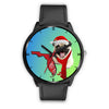 Pug Dog On Christmas Florida Wrist Watch