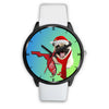 Pug Dog On Christmas Florida Wrist Watch