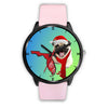 Pug Dog On Christmas Florida Wrist Watch