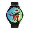 Pug Dog On Christmas Florida Wrist Watch