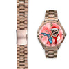 Pug Dog On Christmas Florida Golden Wrist Watch