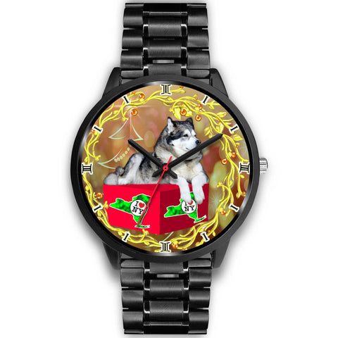 Alaskan Malamute Dog New York Christmas Special Wrist Watch