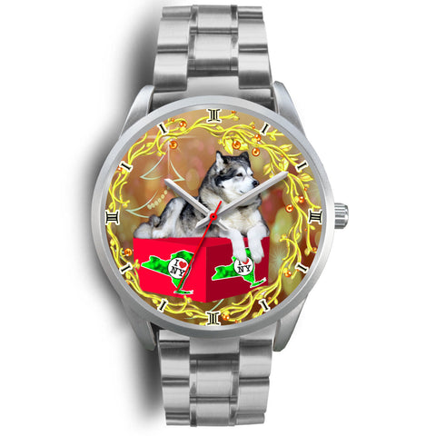 Lovely Alaskan Malamute Dog New York Christmas Special Wrist Watch