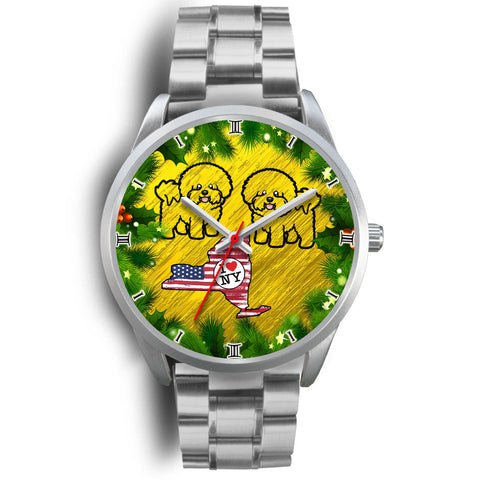 Bichon Fries Dog Art New York Christmas Special Wrist Watch