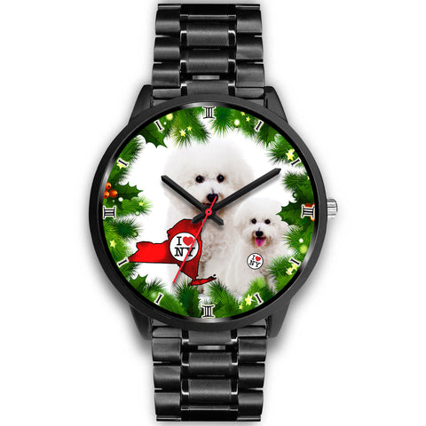 Lovely Bichon Fries Dog New York Christmas Special Wrist Watch
