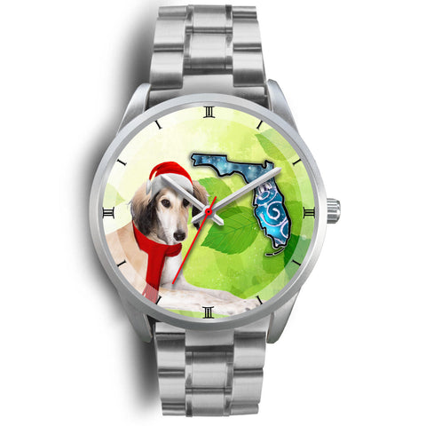 Saluki Dog On Christmas Florida Wrist Watch