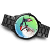 Samoyed Dog On Christmas Florida Black Wrist Watch