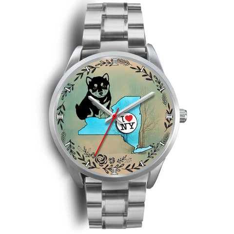 Cute Shiba Inu Art New York Christmas Special Wrist Watch