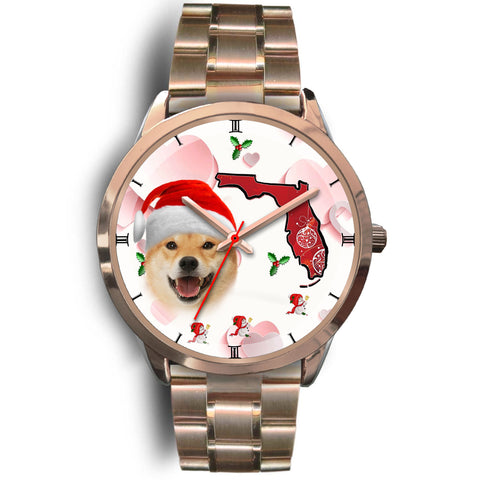 Shiba Inu Dog On Christmas Florida Wrist Watch