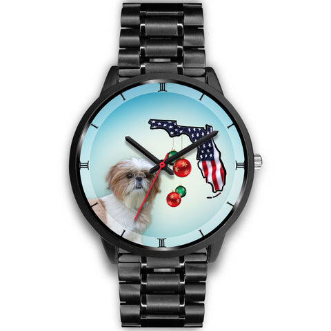 Shih Tzu On Christmas Florida Wrist Watch