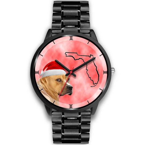 Staffordshire Bull Terrier On Christmas Florida Wrist Watch