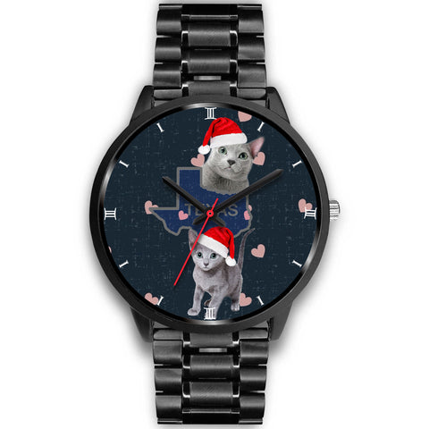 Russian Blue Cat Texas Christmas Special Wrist Watch