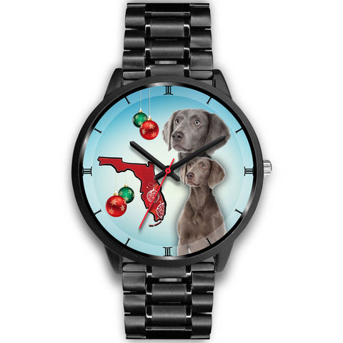 Weimaraner On Christmas Florida Wrist Watch