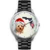 Cute Yorkie On Christmas Florida Silver Wrist Watch