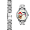 Cute Yorkie On Christmas Florida Silver Wrist Watch