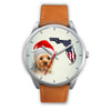 Cute Yorkie On Christmas Florida Silver Wrist Watch